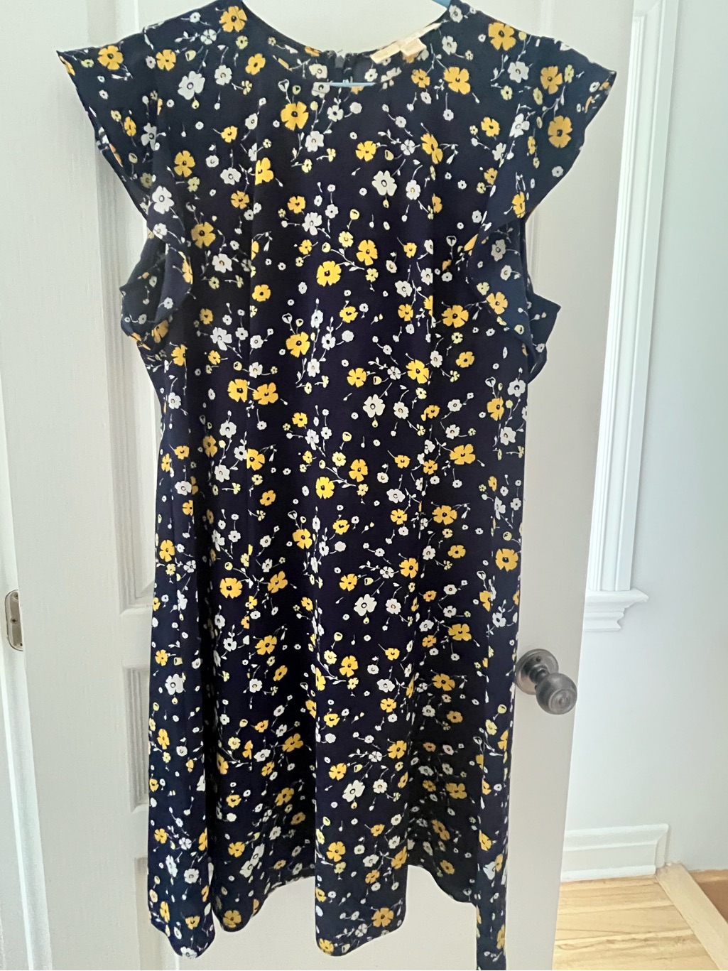 Michael Kors Navy Dress With Yellow & White Floral Print